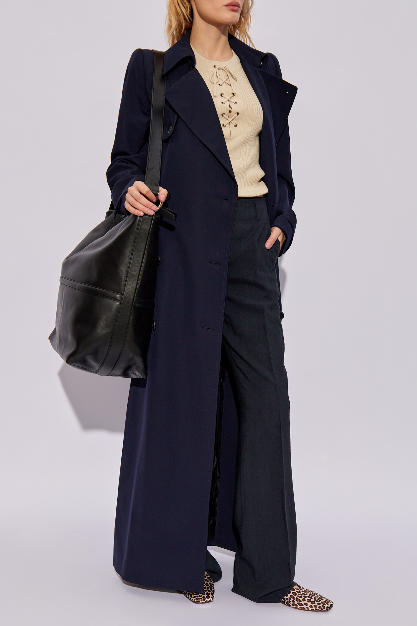 毎日が輝く【Dries Van Noten】Women's Car Coat Navy Dries Van Noten // Navy Jacquard Wool Coat – VSP Consignment